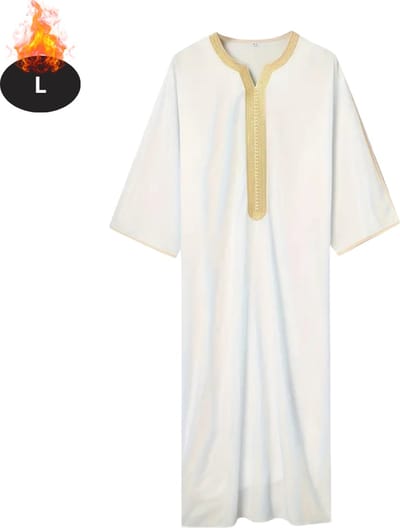 Nivard Islamitische Kleding - Djellaba Heren - Moslim Kleding - Arabisch Mannen Kaftan - Alhamdulillah -Wit L