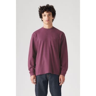 Levi's Ls Authentic Pkt Tee Garment Dye Fig Maat: XS | Longsleeves Outlet | Heren