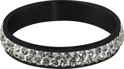 Quiges Stapelring Dames - Vulring Wit Zirkonia - RVS Zwart - Maat 20 - Hoogte 4mm