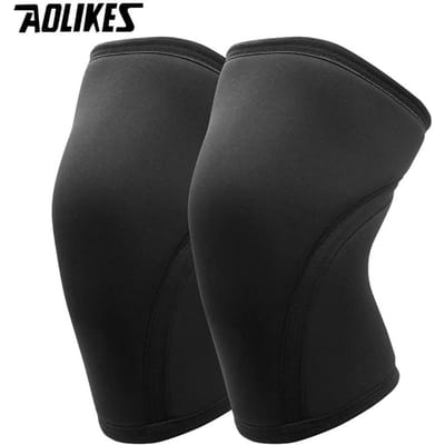 Aolikes 7 mm dikke kniebeschermers voor gewichtheffen, squats, powerlifting, deadlift, premium neopreen ondersteuning L