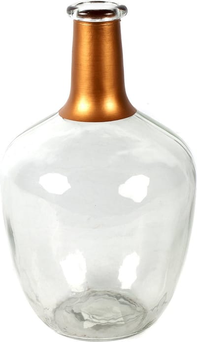 Countryfield Bloemenvaas Firm Big Bottle - helder transparant/koper - glas - 15 x 25 cm