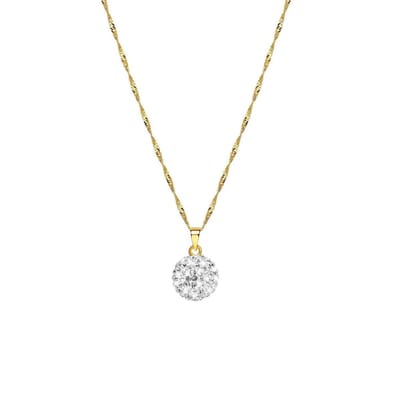 Lucardi Dames Ketting en hanger met kristal - 14 karaat goud - Ketting - Cadeau - 45 cm - Geelgoud