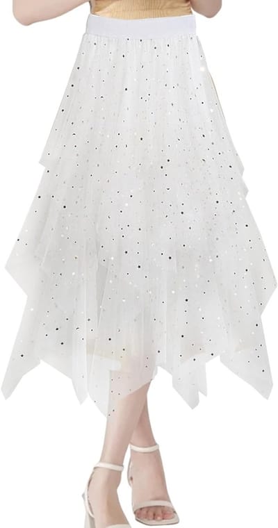 A-lijn Tulle Rok met Pailletten voor Vrouwen - Elastische Taille, Perfect voor Carnaval, Halloween en Feestjes