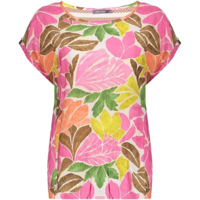 Geisha T-shirt T Shirt 63284 20 Ecru/tabacco/pink Dames Maat - XXL