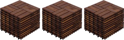 Interlocking Deck Tiles - Acacia Hardwood - 32 Stuks - 30x30 cm - Buitenvloer voor Terras, Balkon en Zwembad - Bruin