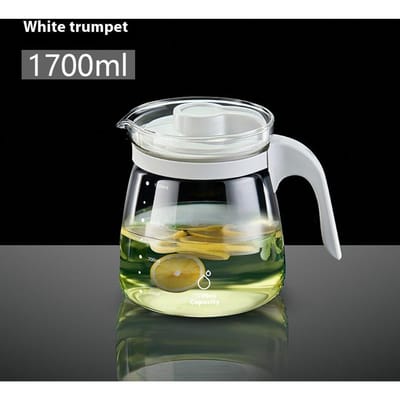 Zomer Grote Capaciteit Koelkast Theepot Thee Scheiding Koude Ketel Glas Hoge Temperatuur Bloemen Theepot Thee zetten white