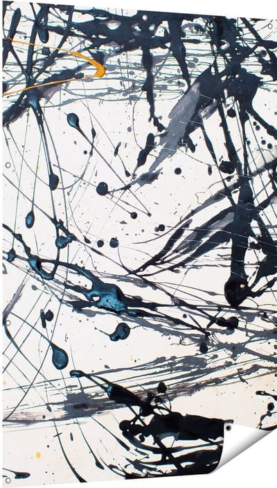 Gards Tuinposter Abstracte Kunst van Zwarte Verf - 100x150 cm - Tuindoek - Tuindecoratie - Wanddecoratie buiten - Tuinschilderij