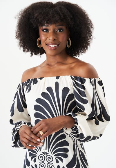 Bardot Mono Print Maxi-jurk