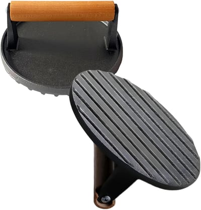 Dailygoods- Hamburgerpers gietijzer - Hittebestendige handgreep - Grillpers voor hamburgers - Smashed burgers - Barbecue-grillgereedschap - Ergonomisch ontwerp