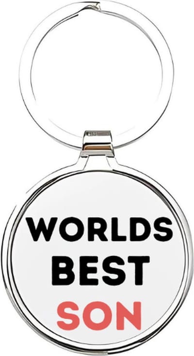 Akyol - worlds best son Sleutelhanger - Zoon - de leukste zoon - zoon sleutelhanger - kind sleutelhanger - sleutelhanger zoon - familie sleutelhanger - cadeautje - zoon cadeau - boy - de liefste zoon - 4 x 7,5 CM