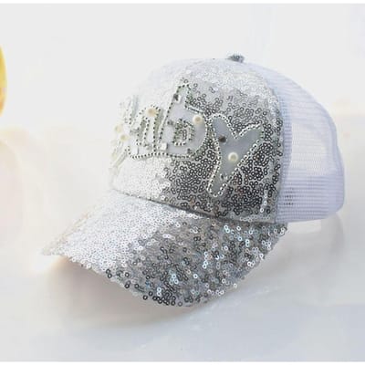 Chapeau en maille à paillettes pour femme Water Diamond, casquette de baseball mignonne pour bébé, chapeau d'été pour enfant avec visière pare-soleil S(48-53cM)