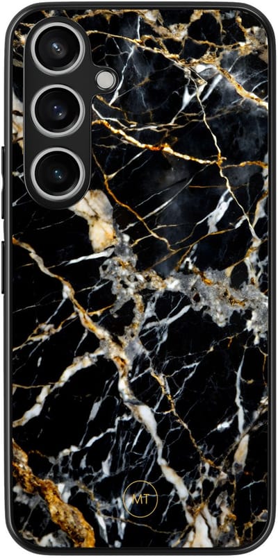 Hoesje geschikt voor Samsung Galaxy A55 - Black marble elegance - TPU Hard Case Backcover - Zwart - Mooie Telefoonhoesjes
