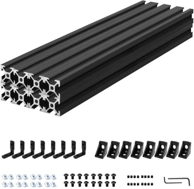Dailygoods- Aluminium Profielconnectorkit 8 Stuks - 2020 V Type - Zwart 200 mm - Geanodiseerde Rail - Voor 3D-Printers/CNC-machines - Hoogwaardige Aluminiumlegering - Aluminium Profielen