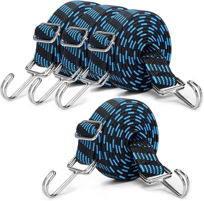 Verstelbare Bungee Koorden - Elastische Spanbanden - Lading Zekeren - Vlak Breed Ontwerp - 80 inch - Blauw
