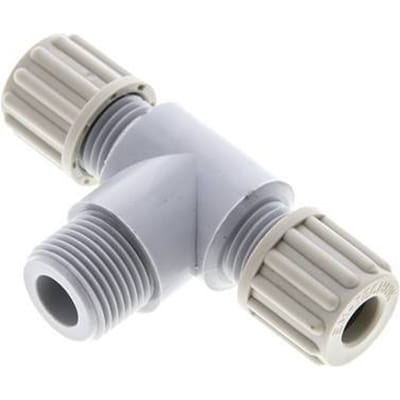 8x6mm En G3/8'' PA T-Vormige Knelfitting Met Buitendraad 10 Bar