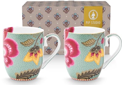 Pip studio-Mok klein-Blooming Tales Fantasy Blue-Set van 2-200ml-Porselein