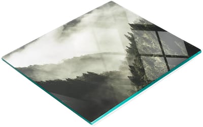 Keukenplank van gehard glas met decoratieve afbeelding van mist boven het bos, 60x52 cm