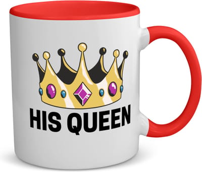 Akyol - his queen koffiemok - theemok - rood - Koningin - iemand die zich voelt als een koningin - valentijnsdag - verjaardag - cadeautje voor vriendin - kado - geschenk - 350 ML inhoud