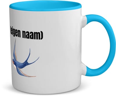 Akyol - blauwe vogel met eigen naam koffiemok - theemok - blauw - Vogels - dieren liefhebber - iemand die houdt van vogels - verjaardag - cadeau - kado - geschenk - 350 ML inhoud