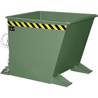 Kiepbak voor spanen SGU-RZ55, voor trolleytreinen, olie- en waterdicht, 550 l, RAL 6011 groen