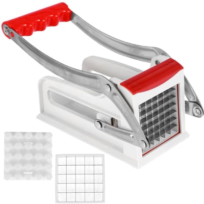 Groentesnijder Roestvrij Staal Aardappelchips Maker Hakmolen Friet Snijmachine met 25/49 Gaten Messen Handmatige Voedselsnijder gray