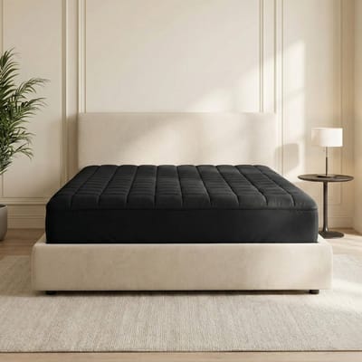 Dekbed-Discounter - Sleeptime Wasbare Topper & Hoeslaken 90 x 200 cm - Zacht en luchtig ligoppervlak - Geschikt voor de droger - Zwart