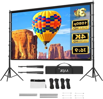 Projectiescherm met standaard - Draagbaar scherm - Home cinema - Kreukvrij ontwerp - 150 inch - Wit