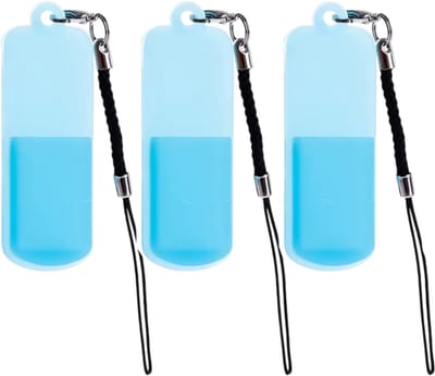 3-delige Siliconen USB Stick Beschermhoes – USB Stick Opbergdoos – USB Flash Drive Bescherming – Flexibele USB Houder met Koord – Anti-Kras & Stofvrij - Blauw