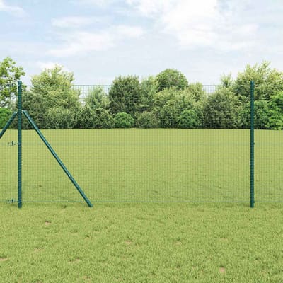 vidaXL - gelast - draadhek - met - grondbevestiging - 10 - x - 1,2 - m - Groen - Mesh