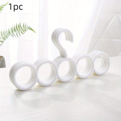 Cintre à foulards en plastique antidérapant ultra résistant avec 5 trous, organisez parfaitement vos accessoires blanc