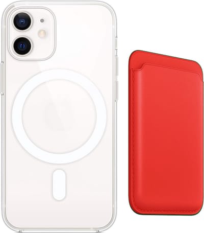 Stravo Clear Hoesje met magnetic Wallet Card Holder - Geschikt voor iPhone 12 - Beschermhoes case inclusief Leren kaarthouder Wallet - Rood