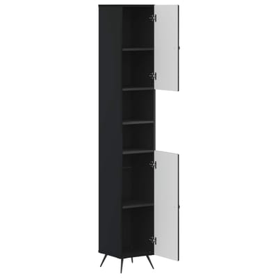 vidaXL - Badkamerkast - met - Open - Plank - BREDA - Zwart - 30 - x - 31 - x - 190 - cm