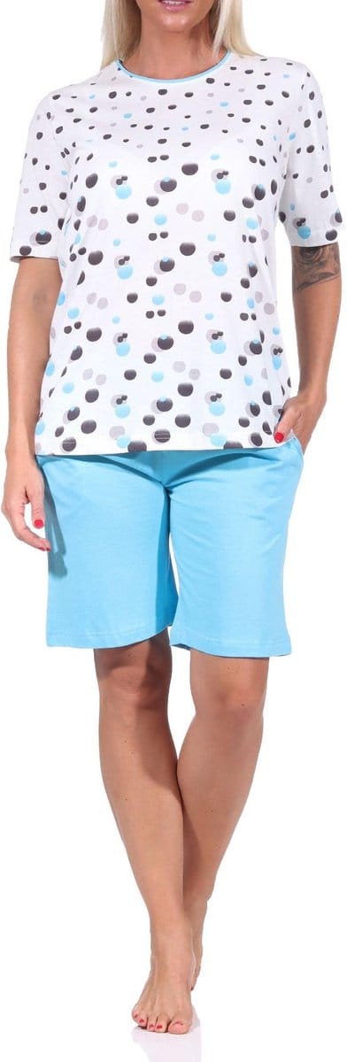 Dames shorty pyjama met korte mouwen in polkadot-look - ook in overmaten