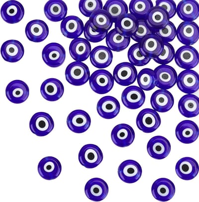 41 Stuks Blauwe Platte Ronde Handgemaakte Boze Oog Glas Lampwork Kralen voor Armbanden en Kettingen, Perfect voor Sieraden Maken
