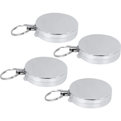 5CM Volledig Metalen Eenvoudige Trekknop Anti-Verlies Anti-Diefstal Sleutelhanger Hoge Terugvering Intrekbaar white