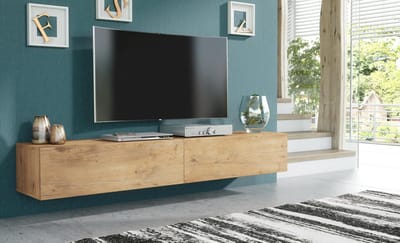 Pro-meubels - Zwevend Tv-meubel - Tv kast - Tunis - Eiken - 200cm 2x100cm