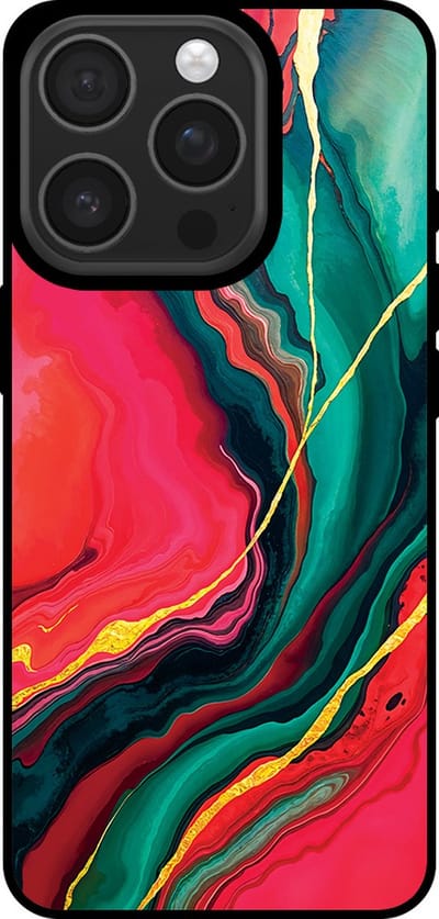 Smartphonica Telefoonhoesje Geschikt voor iPhone 16 Pro met Rood Groen Marmer Opdruk - TPU Backcover Case Red Green Marble Design geschikt voor iPhone 16 Pro
