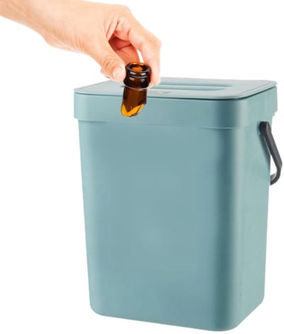 Kleine muur vuilnisbak - Compacte afvalbak - Ruimtebesparend werken - Montage zonder boren - 5 Liter Capaciteit - Blauw