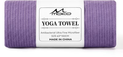 Dailygoods - Antislip Yoga-Handdoek met Bevestigingspunten - 180 x 60 cm - Paars