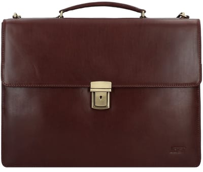 JOST Leren Afzonderlijke gevallen Business tas met laptopvak Briefcase Red Brown Donkerbruin
