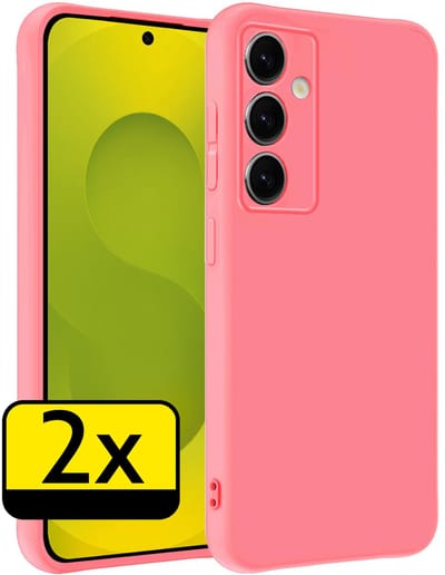 Hoesje - 2 Stuks - Geschikt voor Samsung Galaxy S25 FE - Sterk & Shockproof - Case Siliconen - Back Cover - Telefoon Hoes - Telefoonhoesjes - Lichtroze