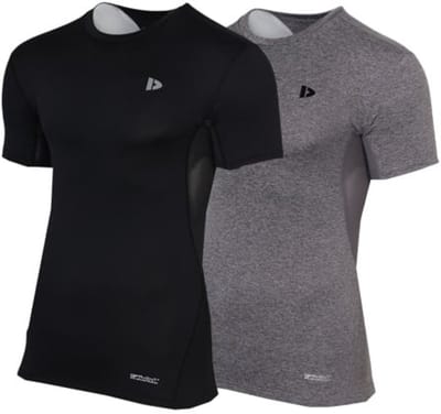 2-Pack Donnay - Baselayer Shortsleeve - Thermo/Sportshirt - Heren - Black/Charcoal-marl (1076) - maat S