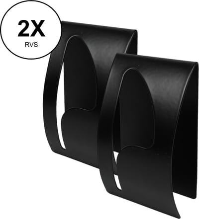 2x PD® - Handdoekhaakjes RVS - Zelfklevende Haakjes - Zwart - Handdoekhouder - Theedoek haakje - Zelfklevend - RVS - Zonder Boren - Badkamer Geschikt