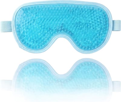 Koel Oogmasker - Verstelbaar Gel Oogmasker met Gelkorrels voor Vermoeide Ogen - Herbruikbaar Slaapmasker voor Warm en Koud Kompres - Blauw, Ideaal voor Ontspanning en Vermindering van Wallen