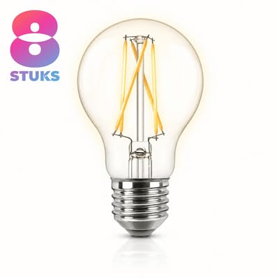 8x Peertje Led-lamp E27 - 8W - Warm Wit Licht (2700K) - 1060 lm - 15 jaar - Niet Dimbaar - Vervangt 75W