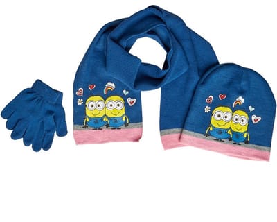 Minions Muts Sjaal en Handschoenen set Meisjes Navy. Maat Muts 54cm geschikt voor 4 tot 6 jaar