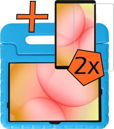 Hoesje - Geschikt voor Samsung Galaxy Tab A11 Plus - Met 2x Screenprotector - Kinderhoes Shockproof Bumper - Kidsproof Case - Tablet Hoes - Kinder Hoes Cover - Blauw