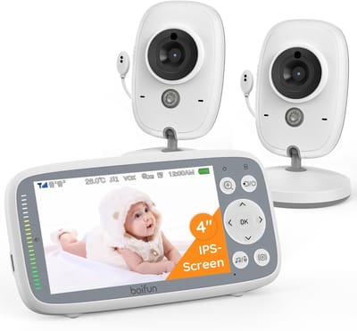 BOIFUN Video Babyfoon met 2 camera's - 720P IPS-scherm - onzichtbaar infrarood nachtzicht - VOX-modus - geen wifi