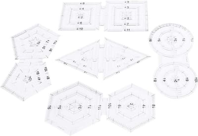 5-delige Patchwork Liniaal Set voor Quilten en Naaien - Creatieve Sjablonen en Tekenhulpmiddelen