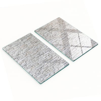 Decoratieve snijplanken van gehard glas met stenen muurmotief, 2x30x52 cm